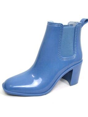 * Jeffrey Campbell Womens Size 8 Blue Hurricane Rain Boots Heeled 3" Rubber